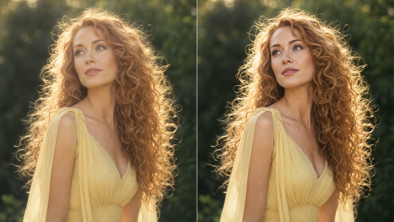 Portrait before and after AI sharpening